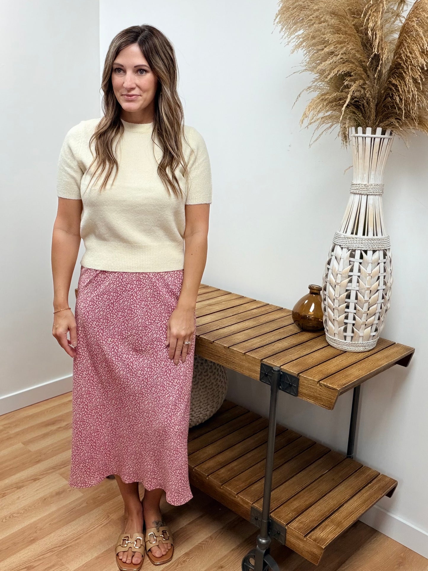 The Aspen Soft Cream Short Sleeve Sweater