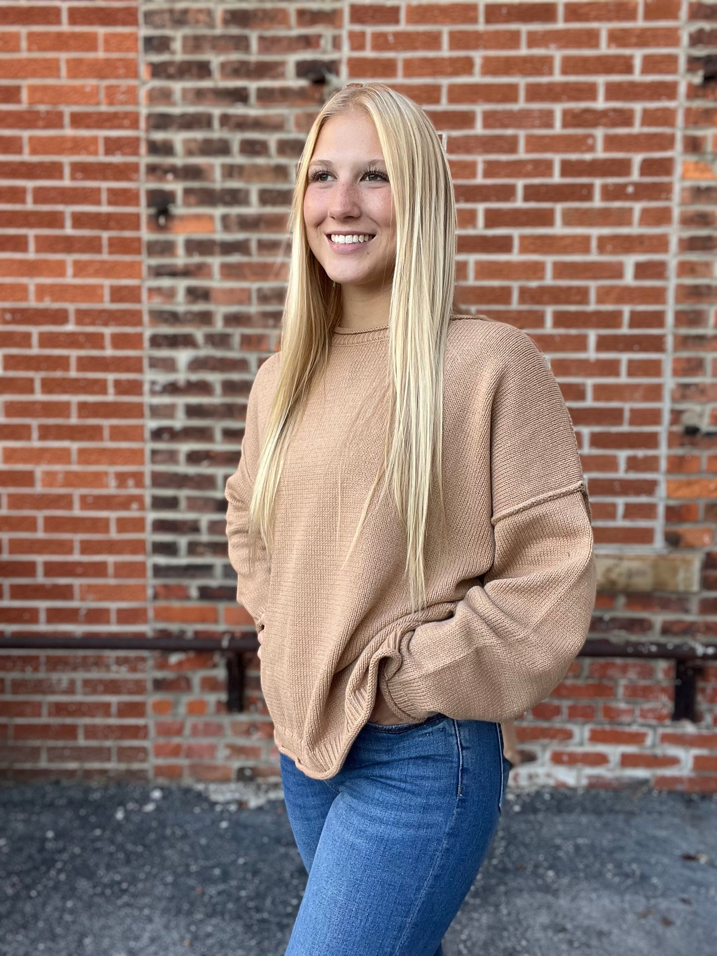 The Jane Tan Raw Edge Long Sleeve Sweater