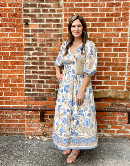The Rhea Quarter Sleeve Floral Print Midi Dress