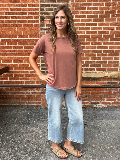 The Stevie Round Neck Short Sleeve Exposed Seam