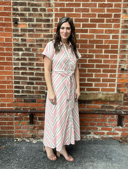 The Suri Striped Tie Waist Maxi Dress