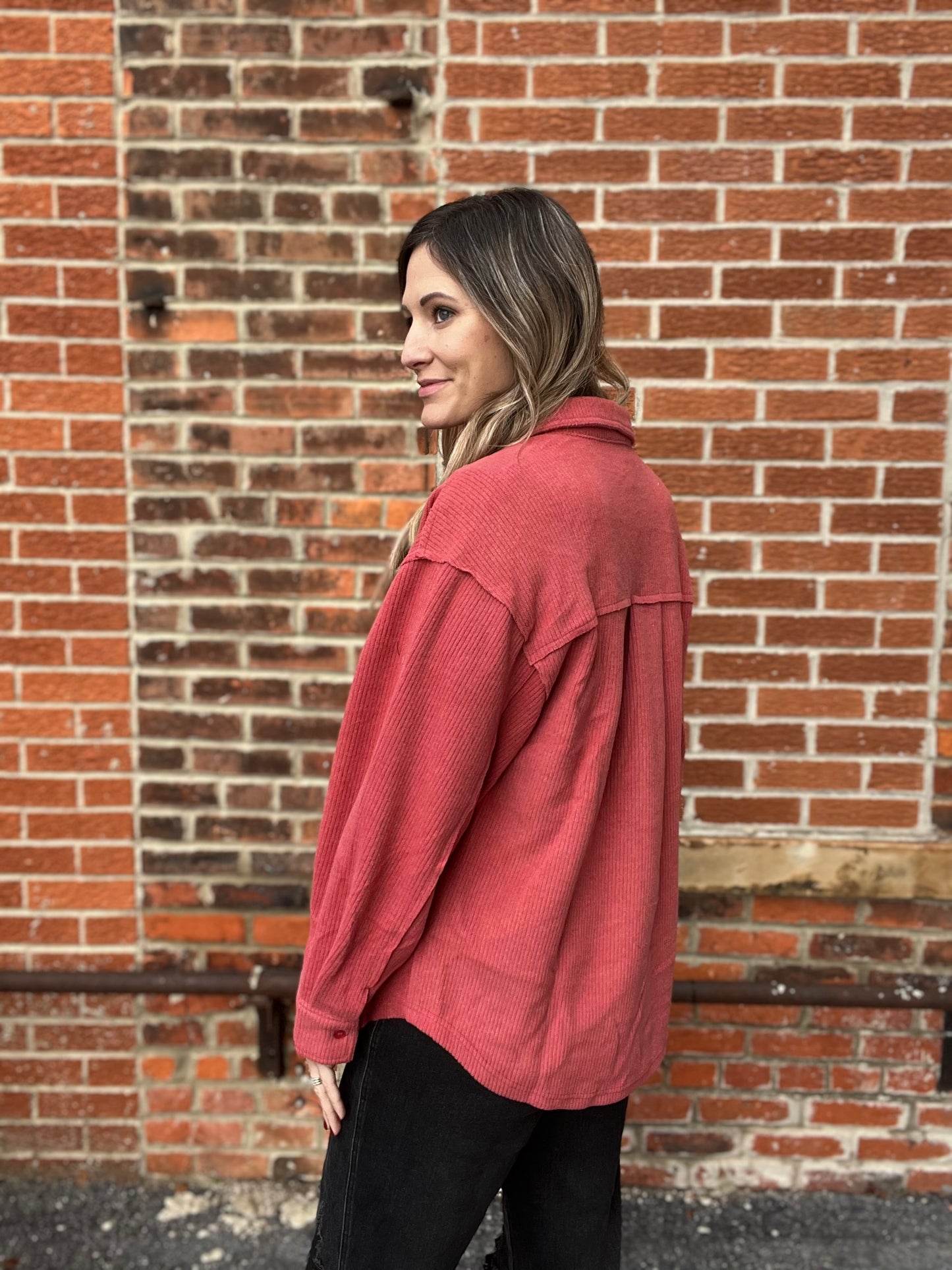 The Rillis Ribbed Button Up Jacket  BONUS BUY