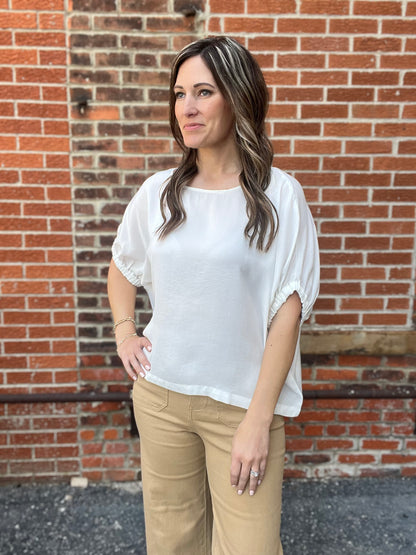 The Zae Oversized Dolman Sleeve Blouse Top