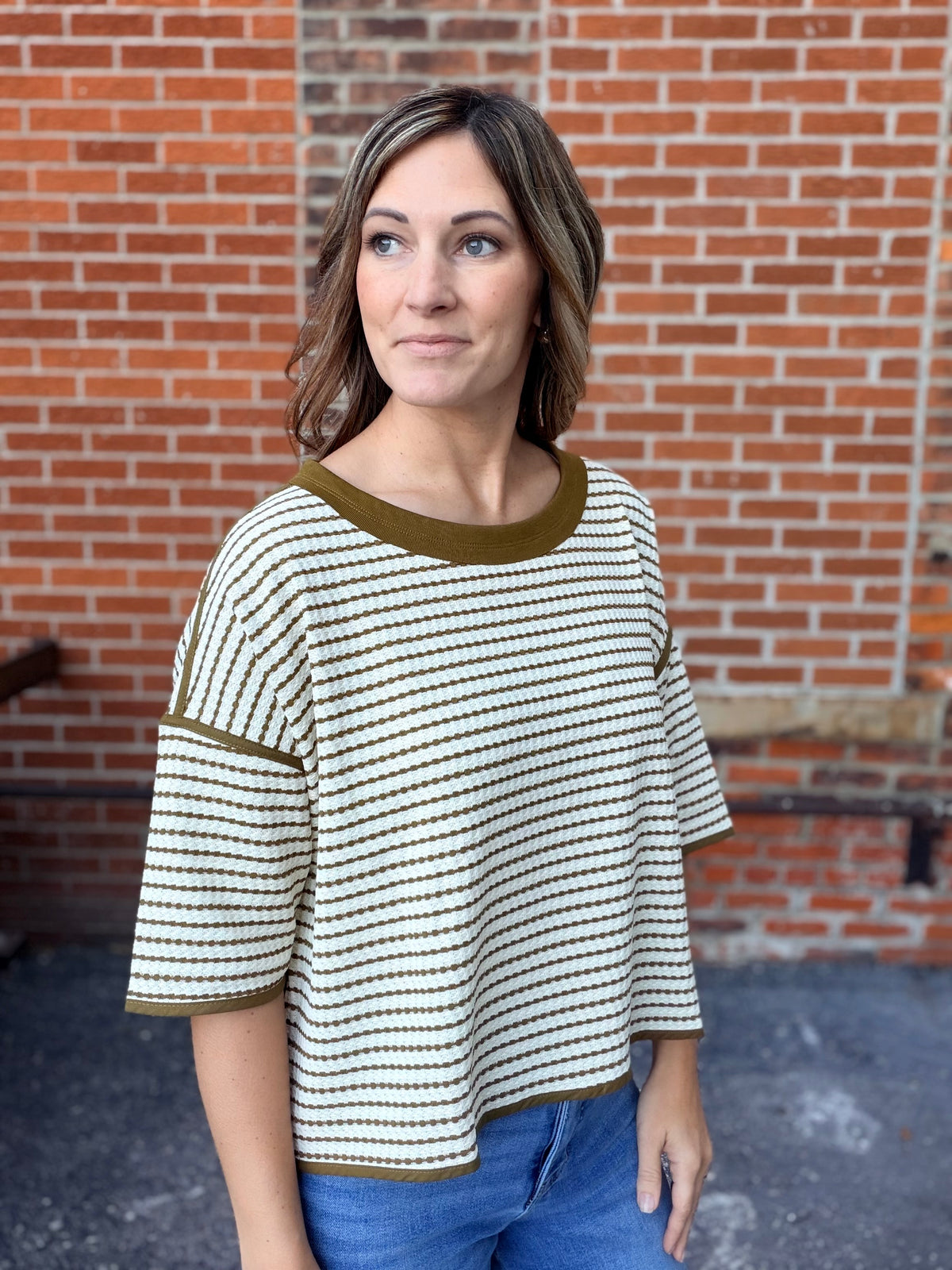 The Micah Waffle Stripe Relaxed Fit Top