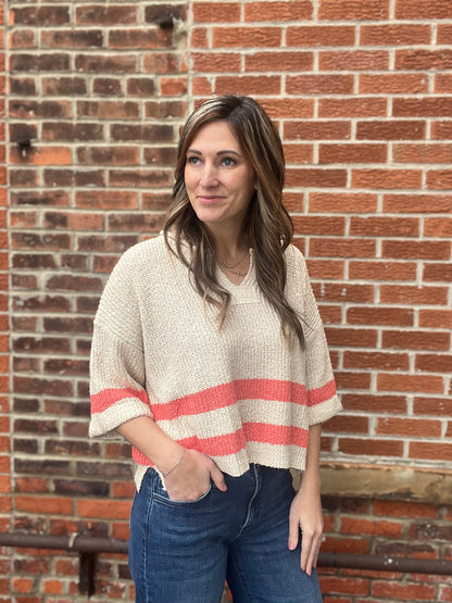The Kota Sunset Striped Cropped Sweater