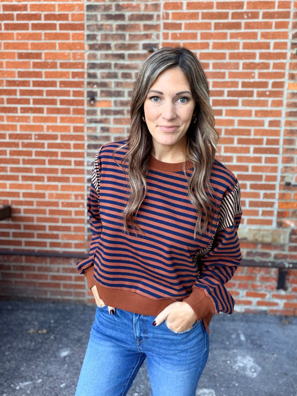 The Zina Mixed Contrast Cropped Sweatshirt