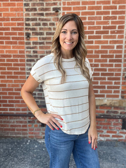 The Remmy Stripe Short Sleeve Knit