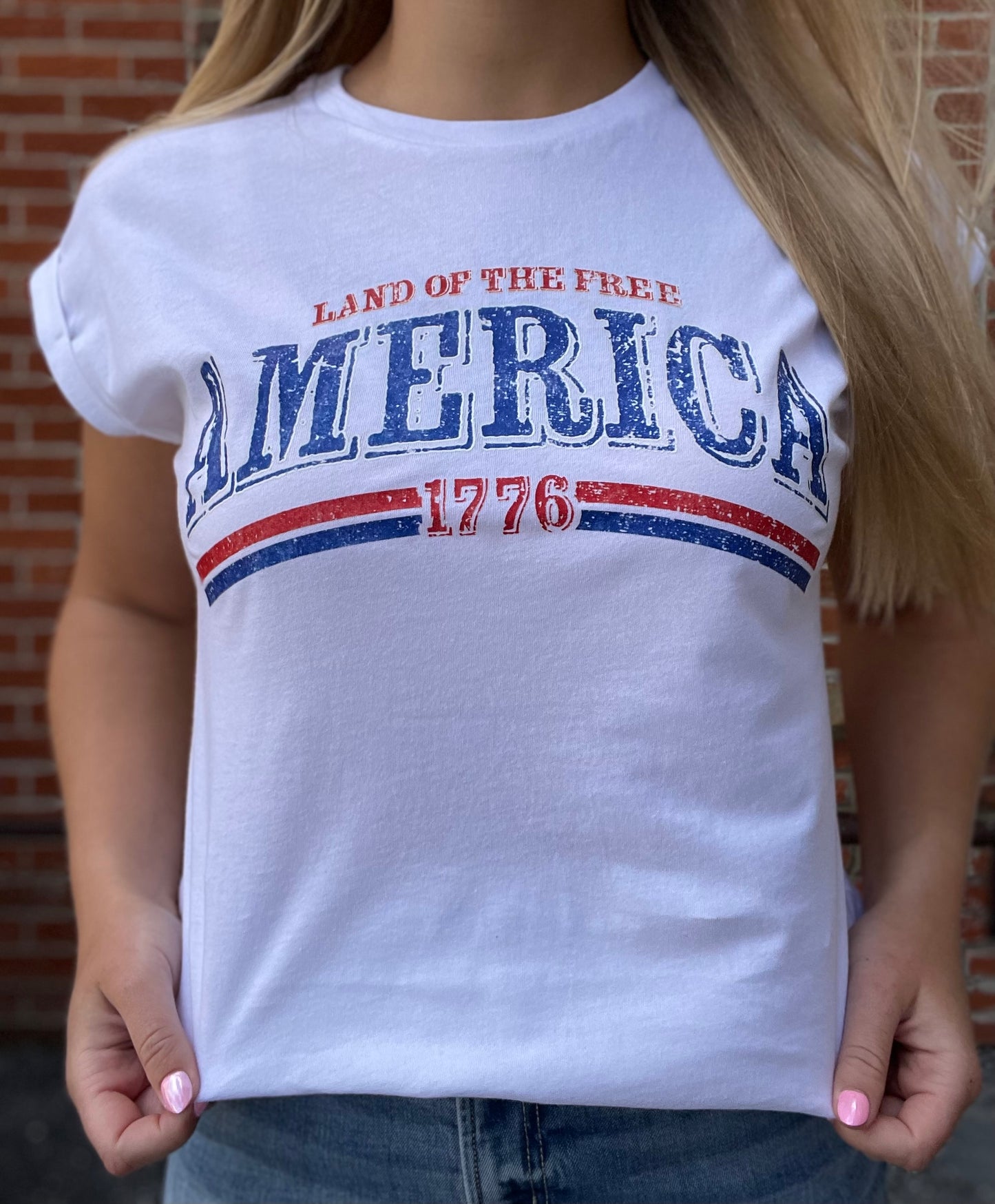 The Monroe Cuffed Land of the Free Tee