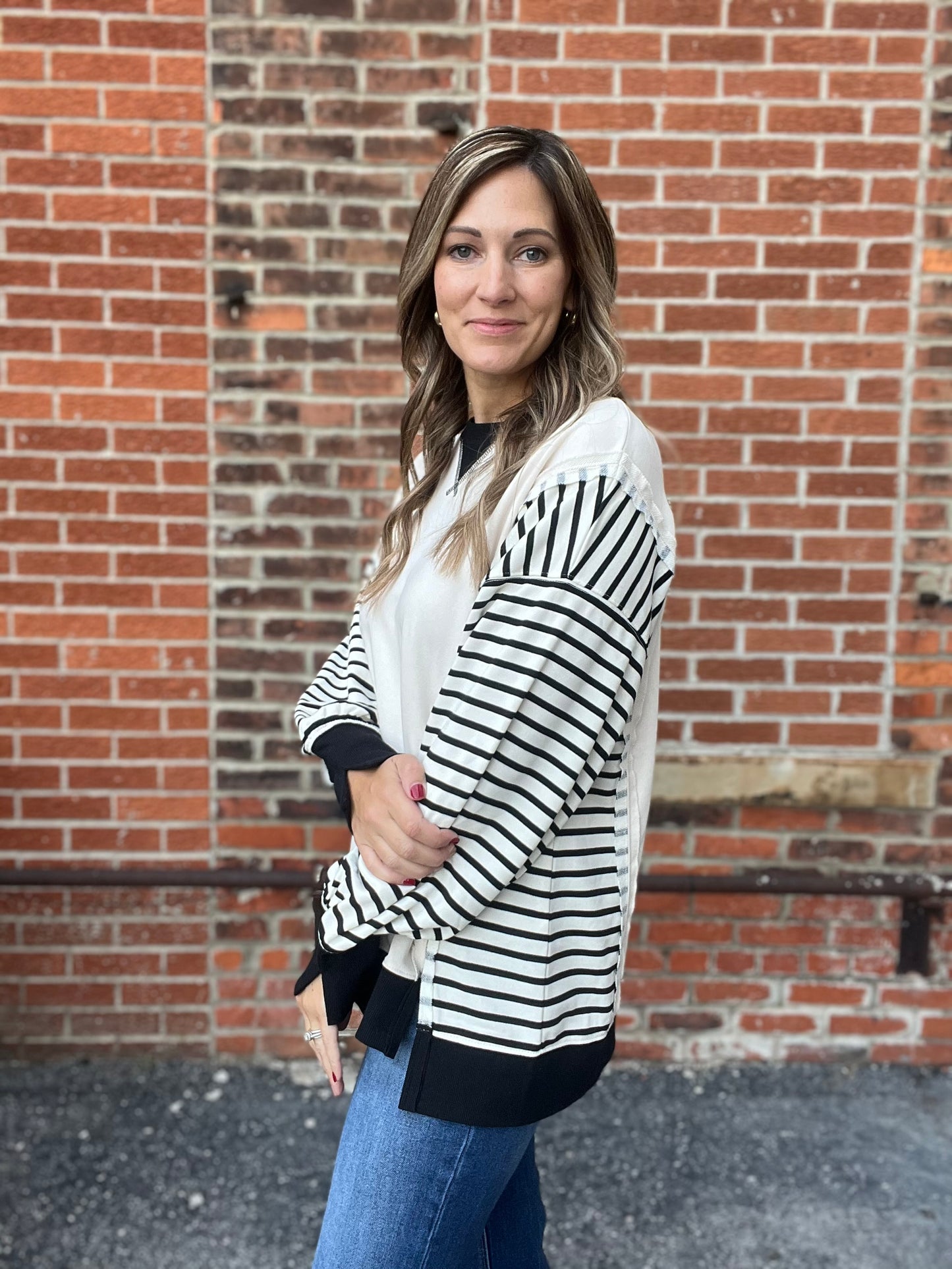 The Zoey Stripped Casual Knit Top