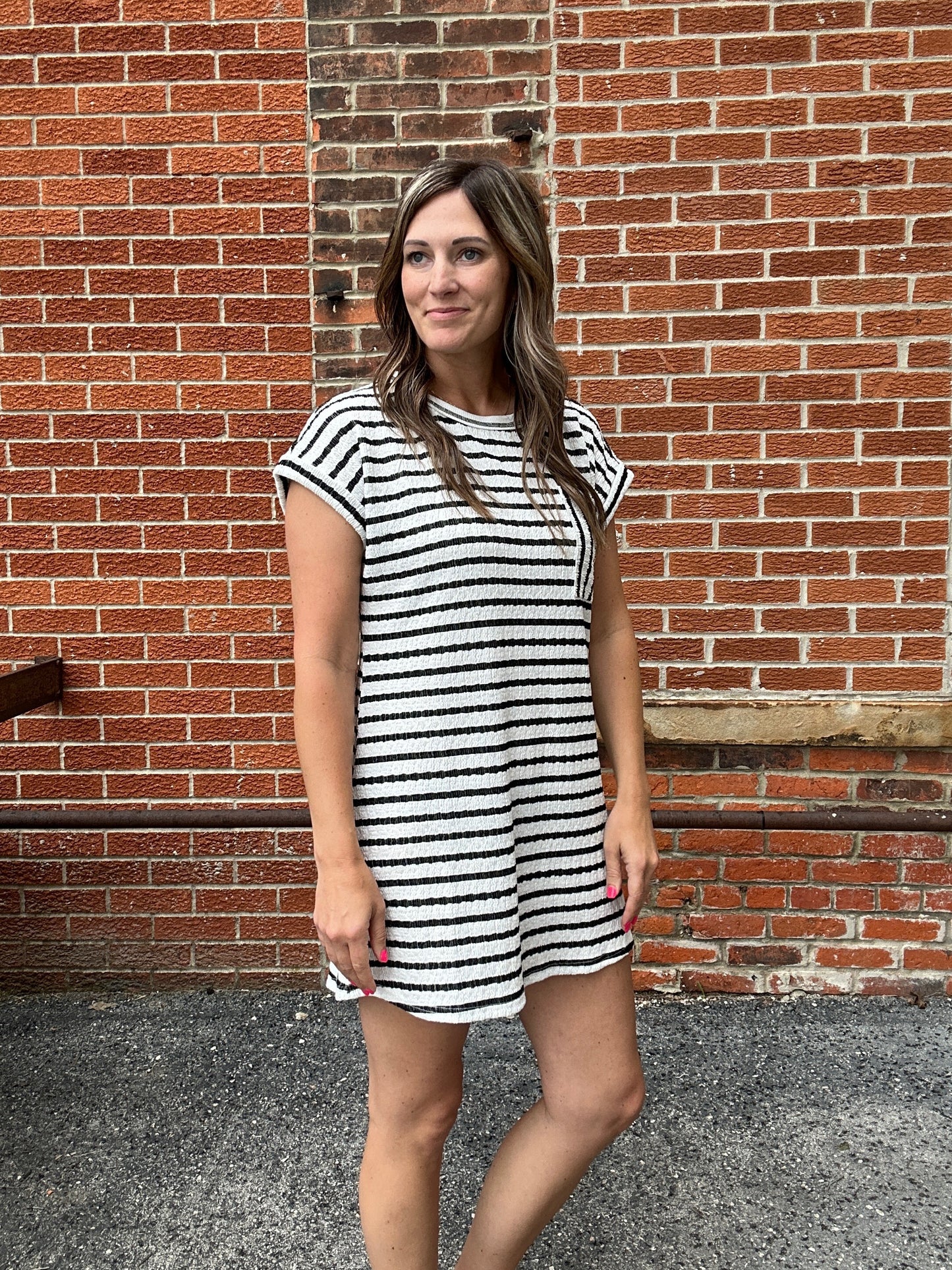 The Adira Stripped Textured Dress