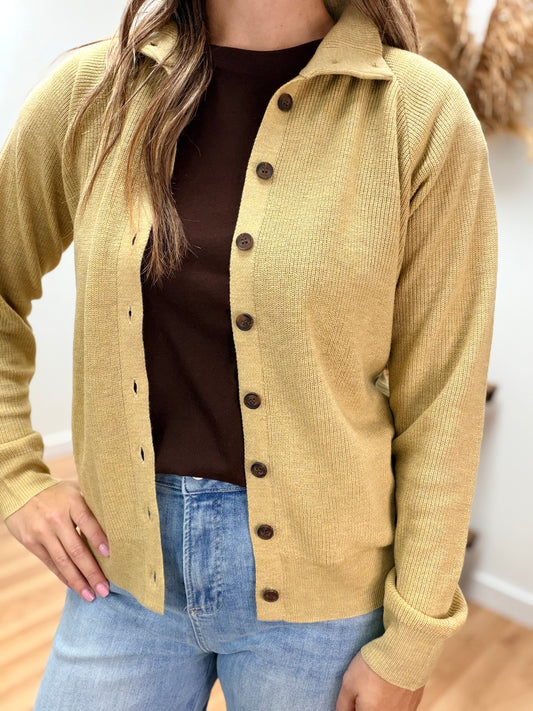 The Cliff Button Down Mock Neck Sweater
