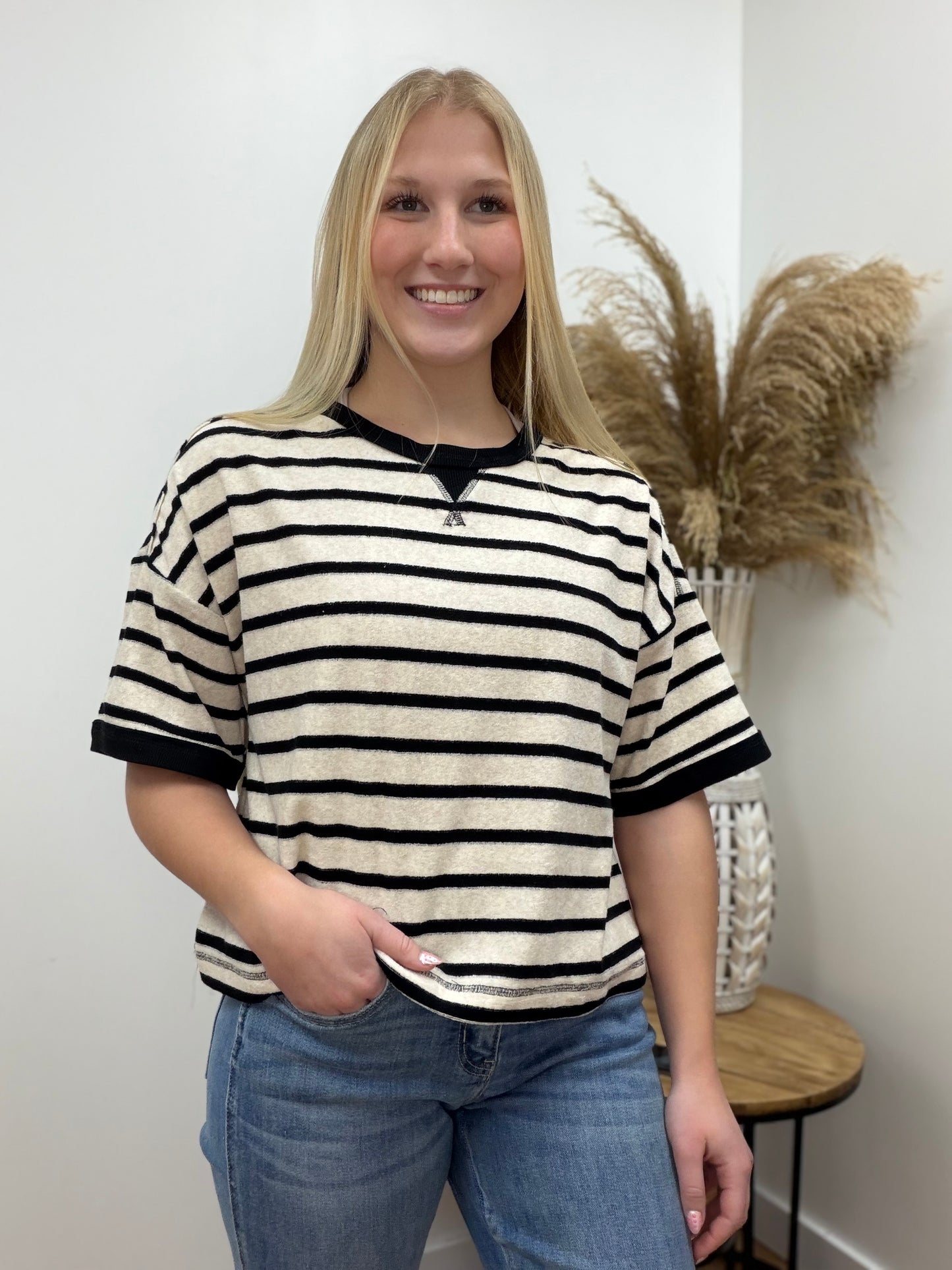 The Gwenn Oversized Striped Knit Short Sleeve