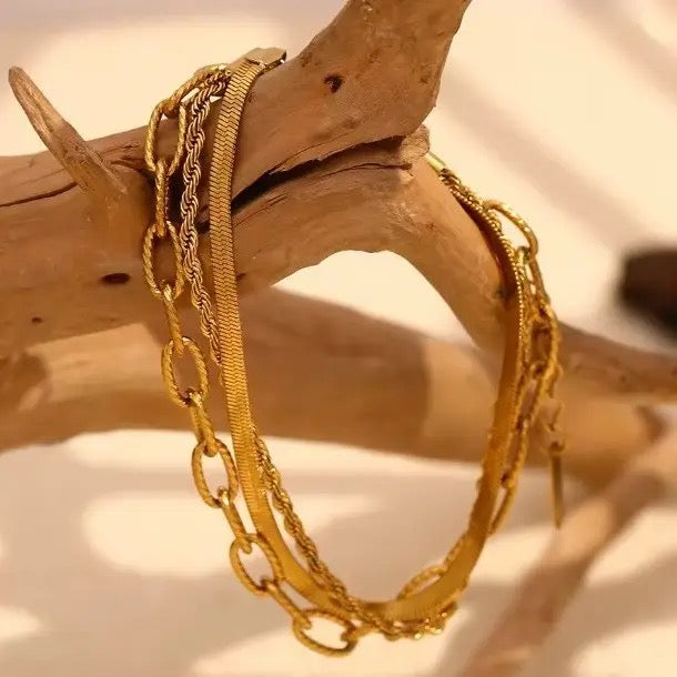 18k Stainless Steel Tarnish Free Layered Bracelet