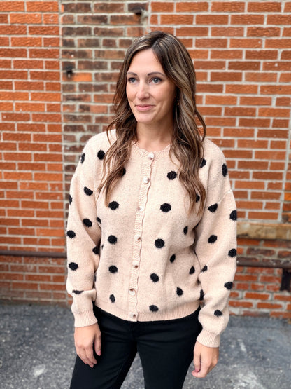 The Harpson Polka Dot Button Down Sweater Cardigan
