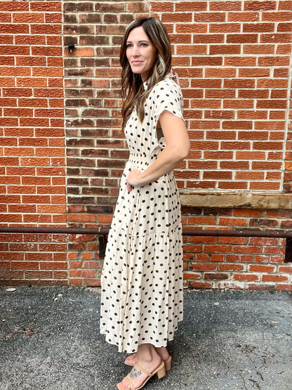 The Amelia Smocked Waist Polka Dot Dress