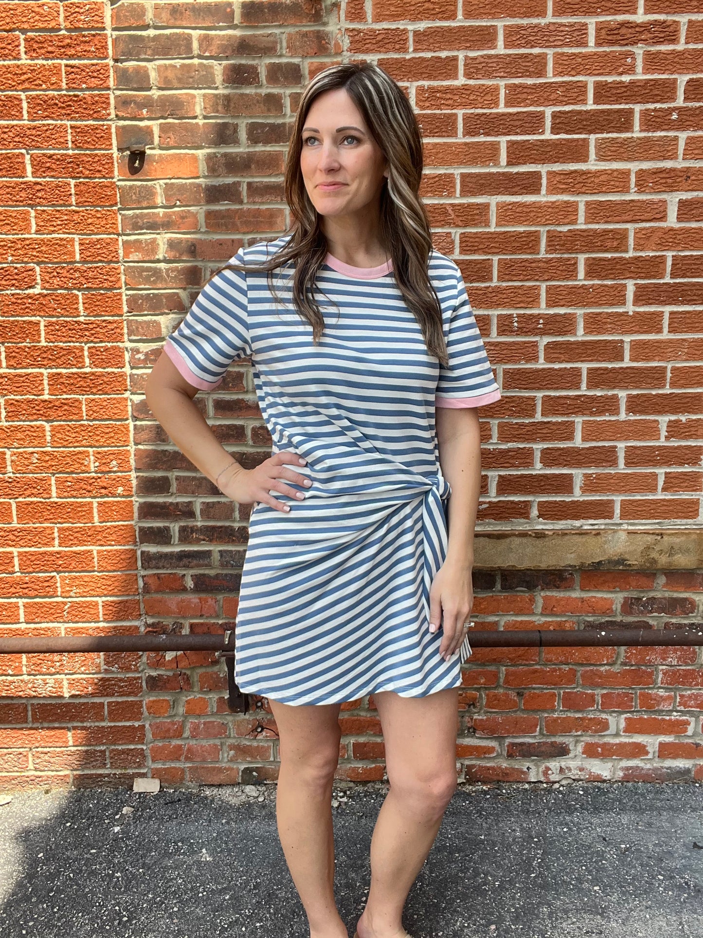 The Odette Coastal Stripe Side Tie Mini Dress