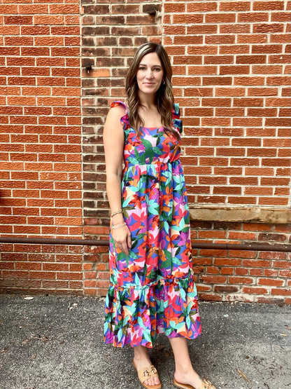 The LC Floral Print Square Neck Dress