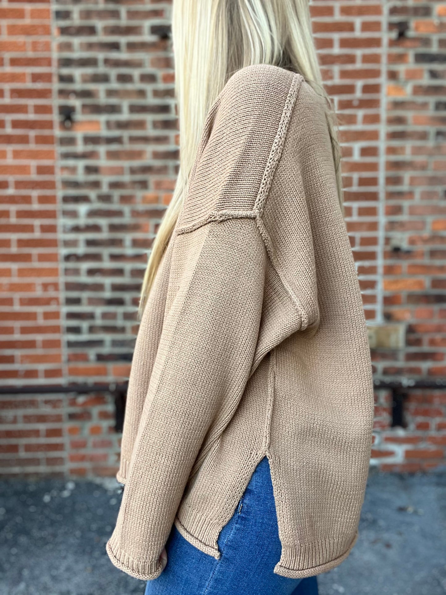 The Jane Tan Raw Edge Long Sleeve Sweater