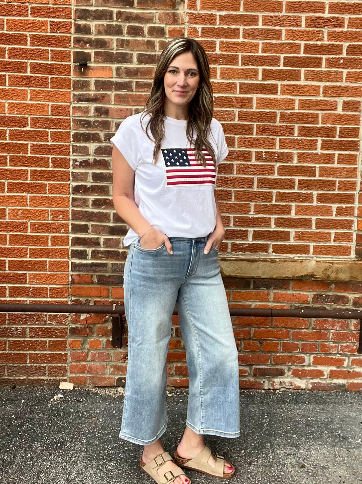 The Liberty Patchwork Short Sleeve Flag Top