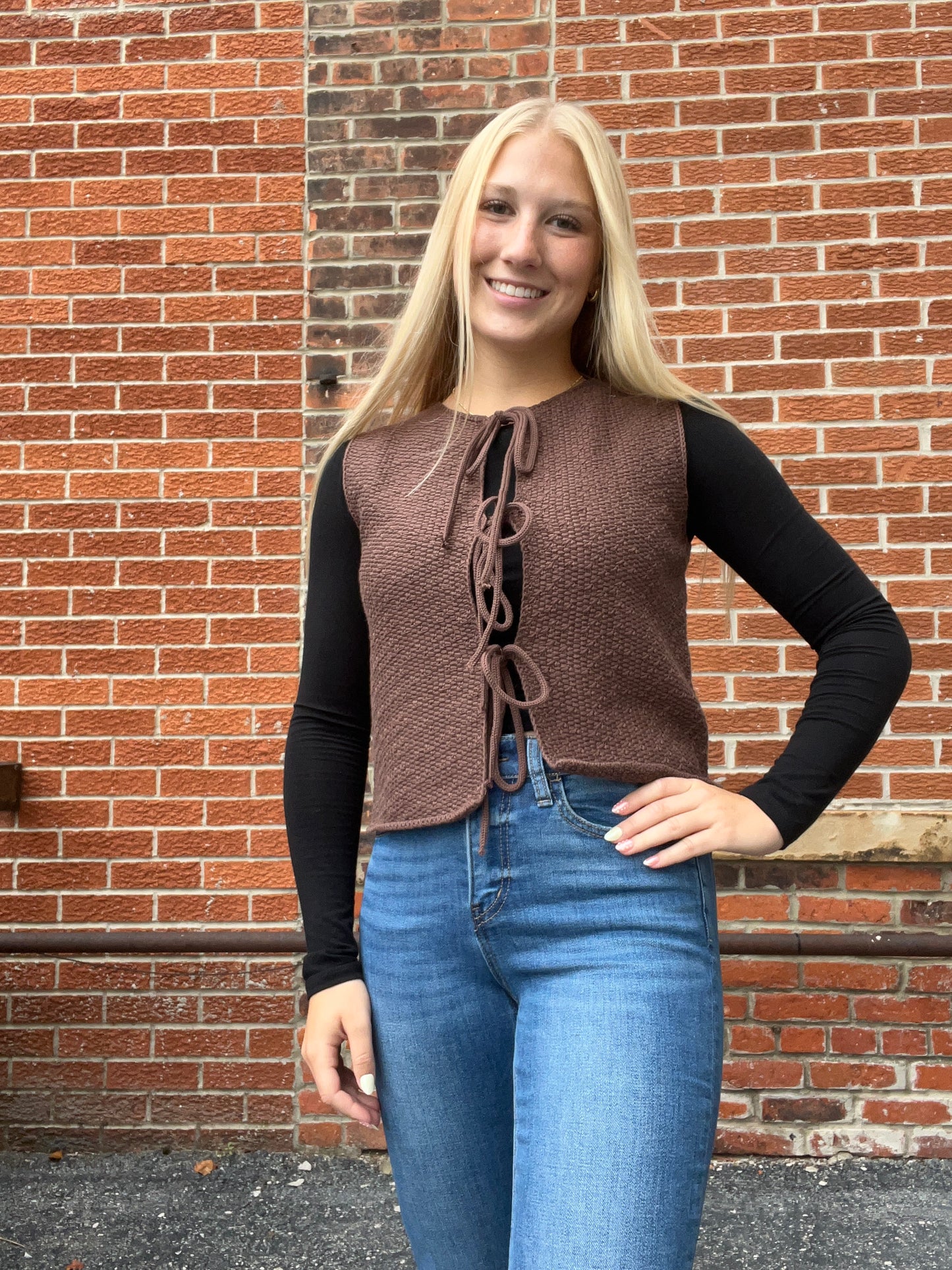 The Adell Front Tie Sweater Vest