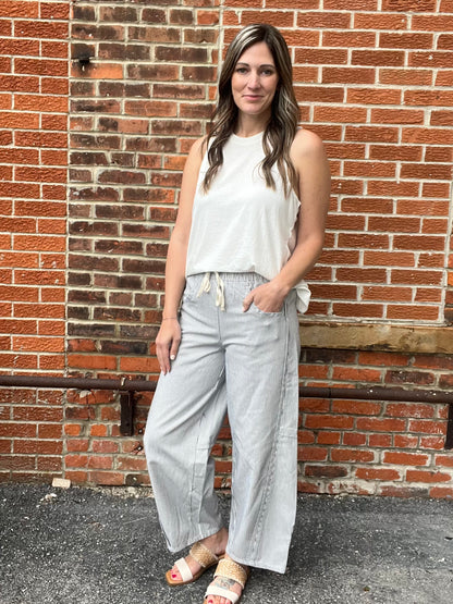 The Romilly Barrel Fit Striped Tie Front Pants