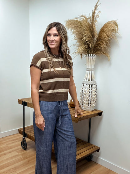 The Shay Striped Short Sleeve Sweater