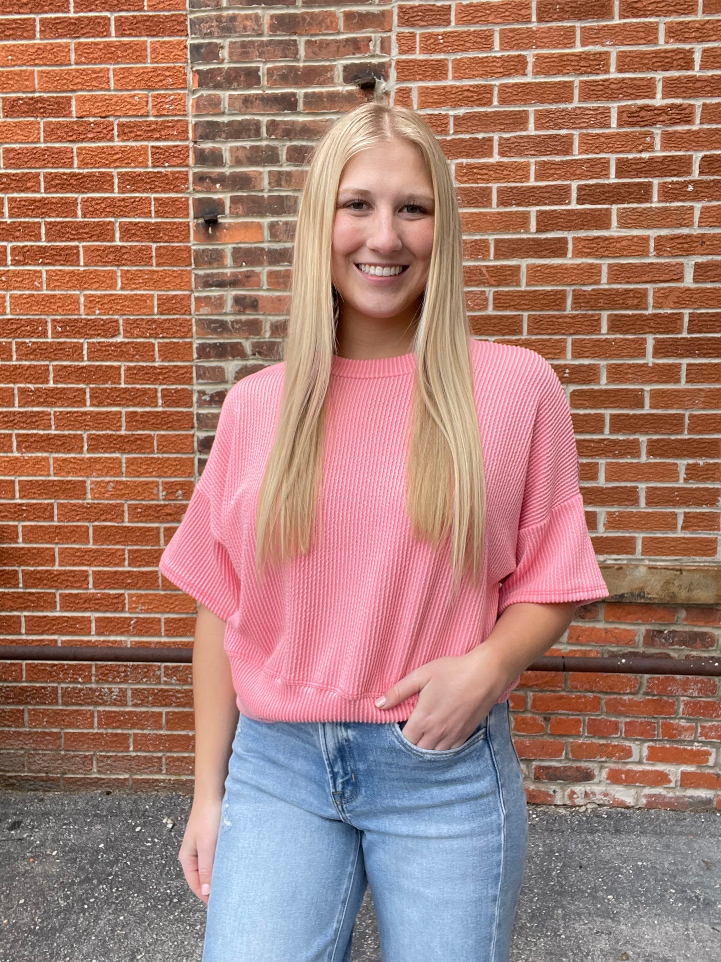 The Misti Wave Rib Short Sleeve Top