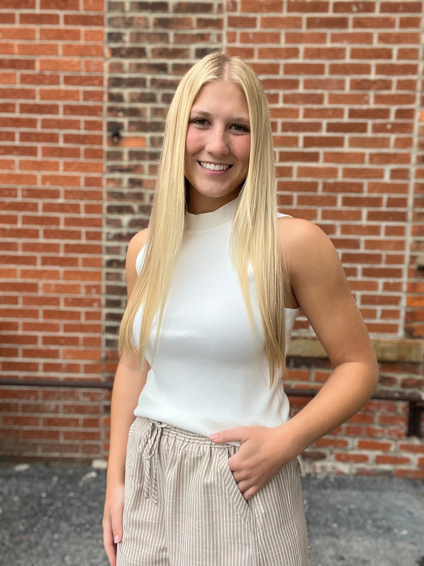 The Nesis Mock Neck Knit Tank Top
