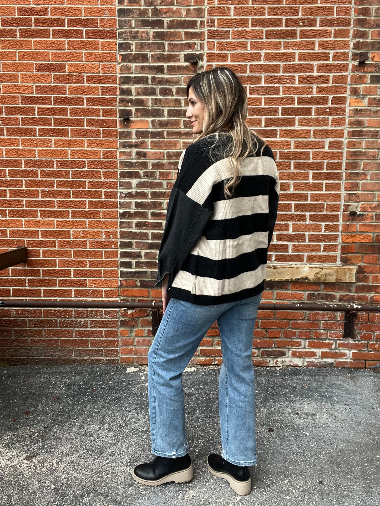 The Hazeley Striped Button Knit Cardigan