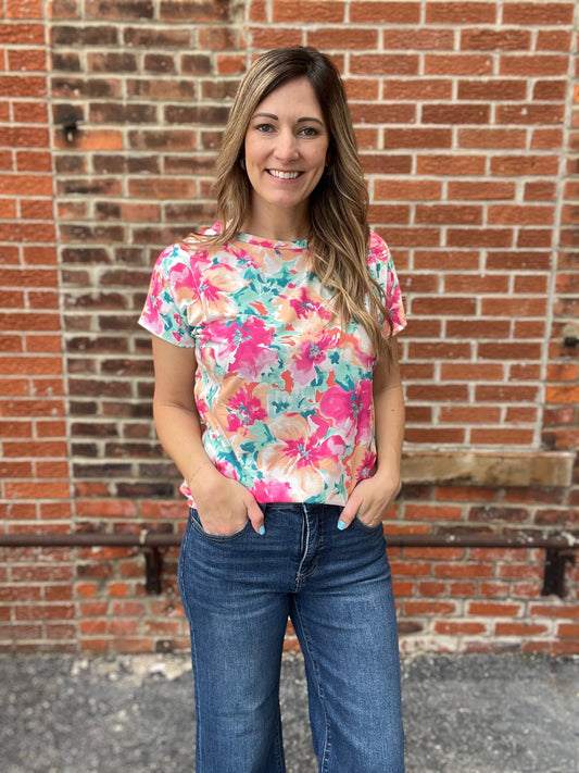The Margaret Floral Basic Top