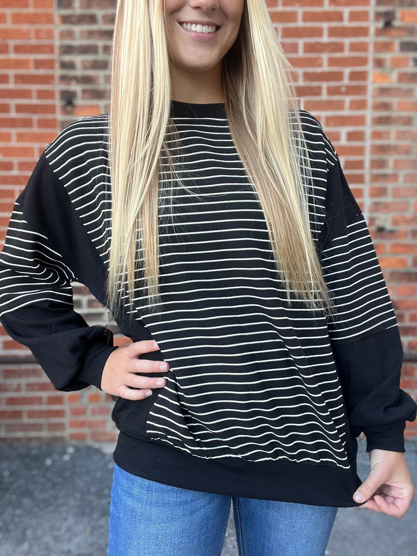 The Clara Raw Edge Long Sleeve Knit Top