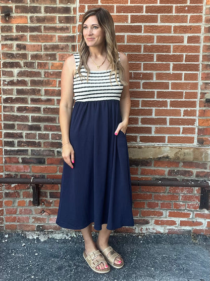 The Colleen Square Neck Striped Dress