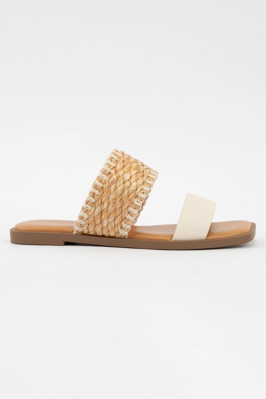 Bone Lysett Bold Double Strap Square Toe Slip On Sandal