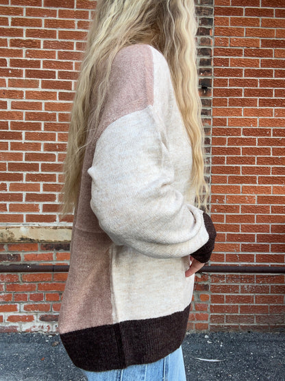 The Marlowe ColorBlock Long Sleeve Knit Sweater