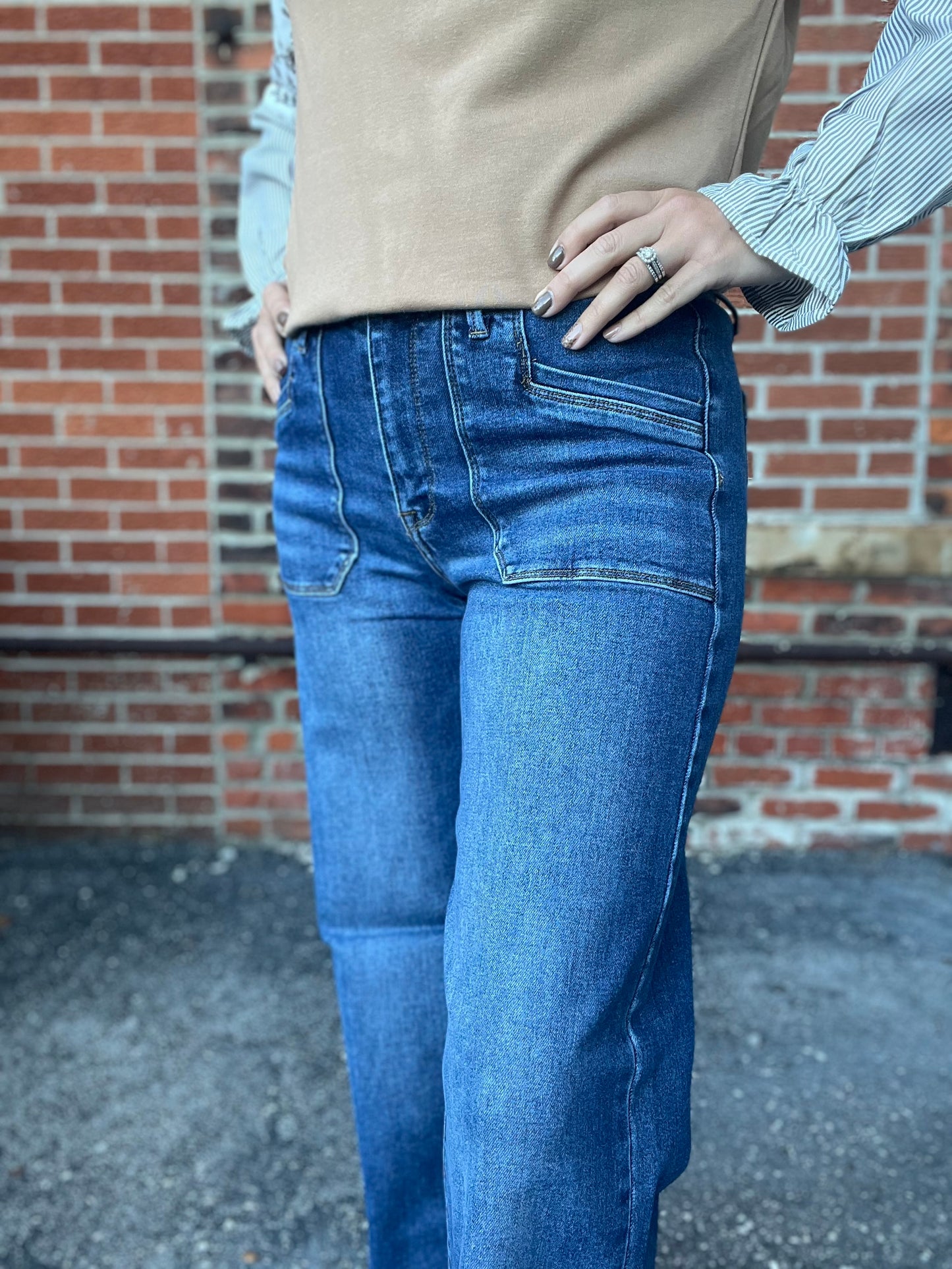 The Ember Mid Rise Wide Leg Jeans