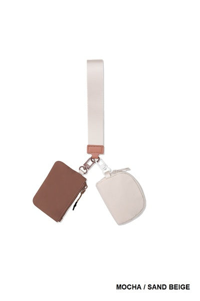 Dual Pouch Wristlet Keychain Wallet