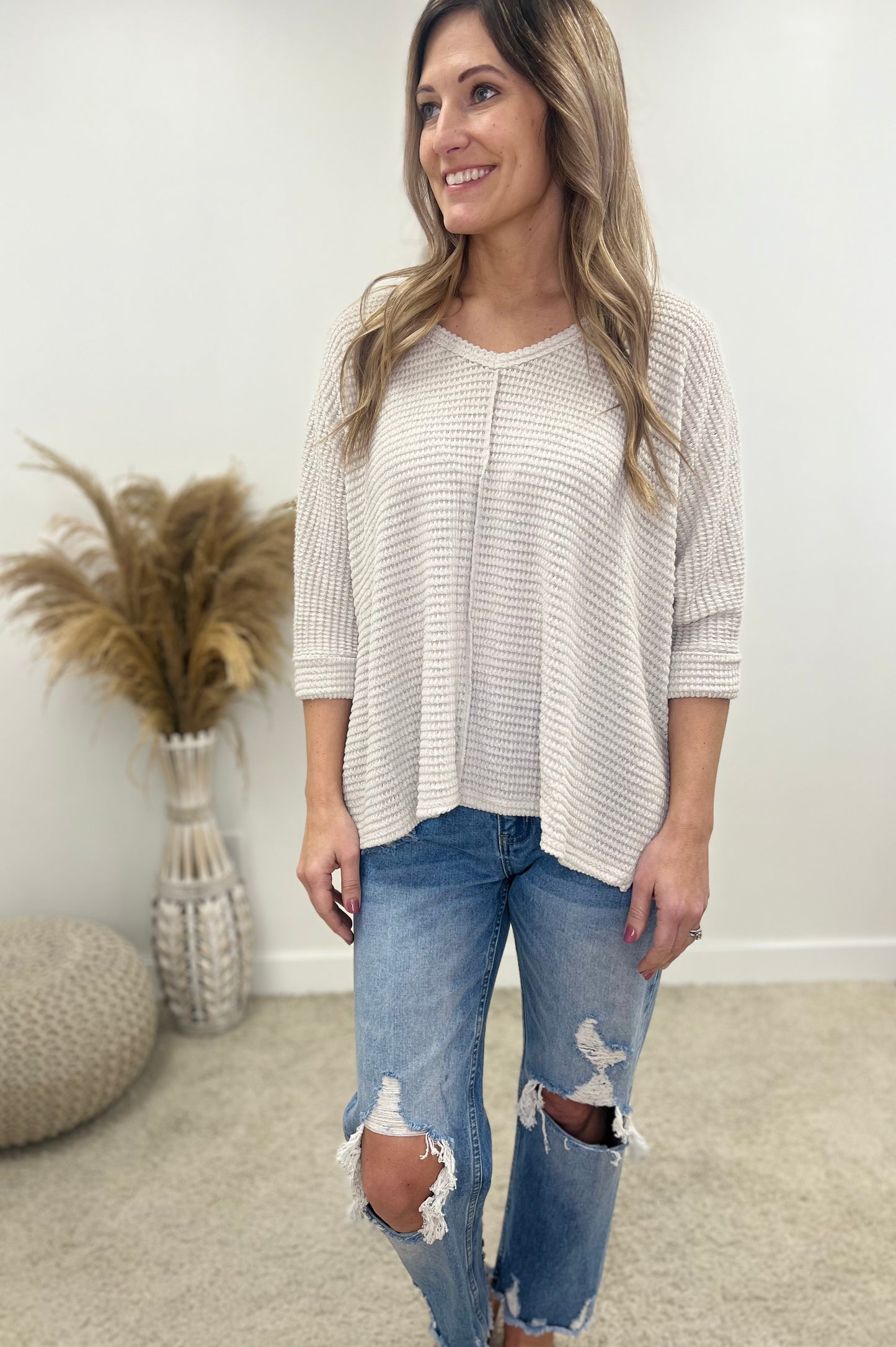 The Cassia Waffle Knit Top