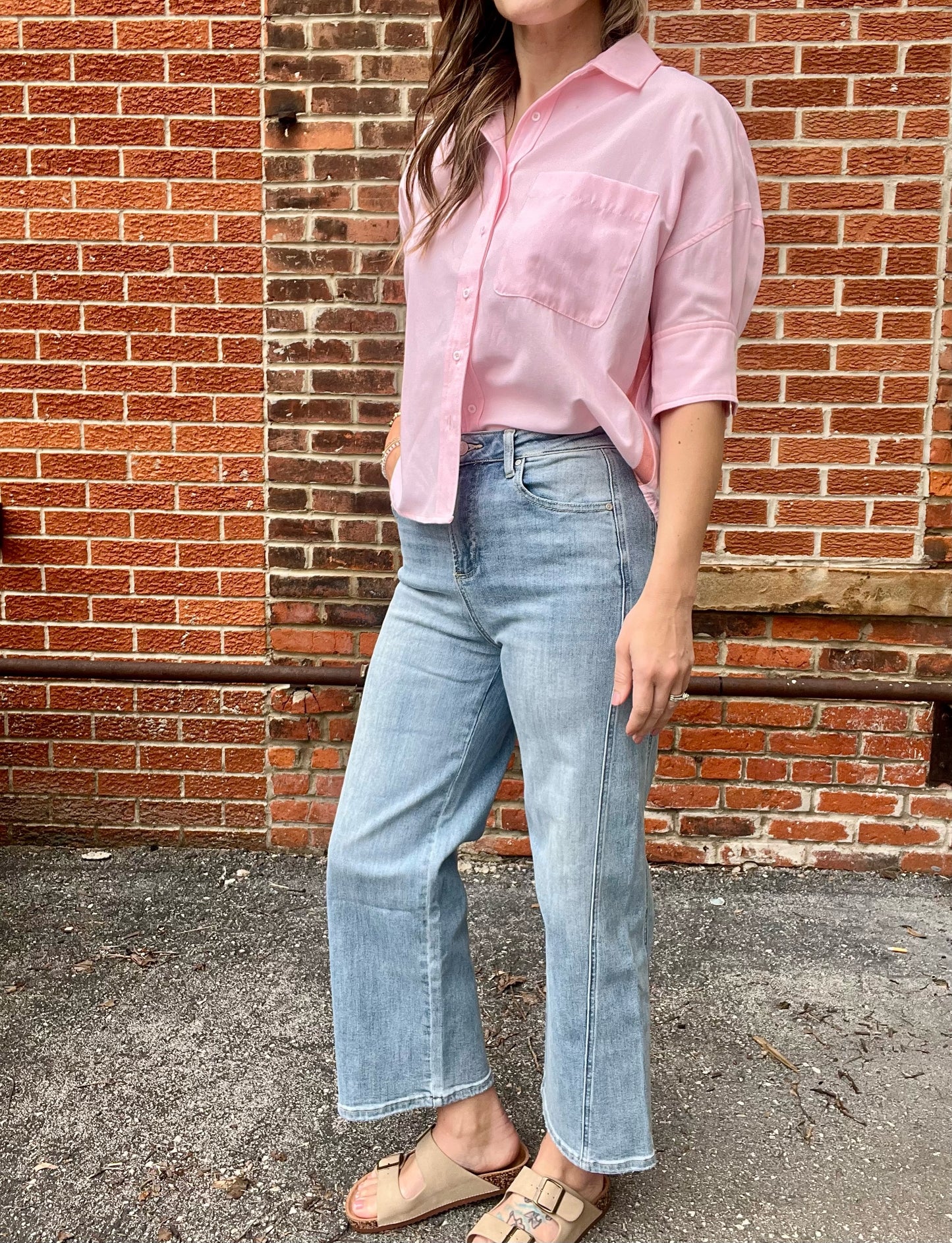 The Sailor Light Wash Detailed Side Wide Leg Jeans