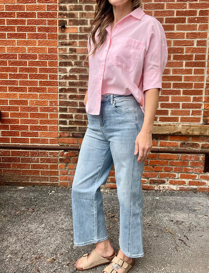 The Sailor Light Wash Detailed Side Wide Leg Jeans