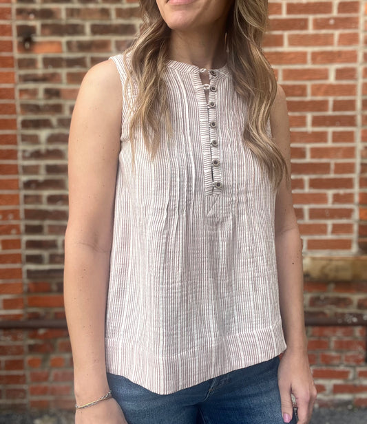 The Nyra Gauze Button Up Tank