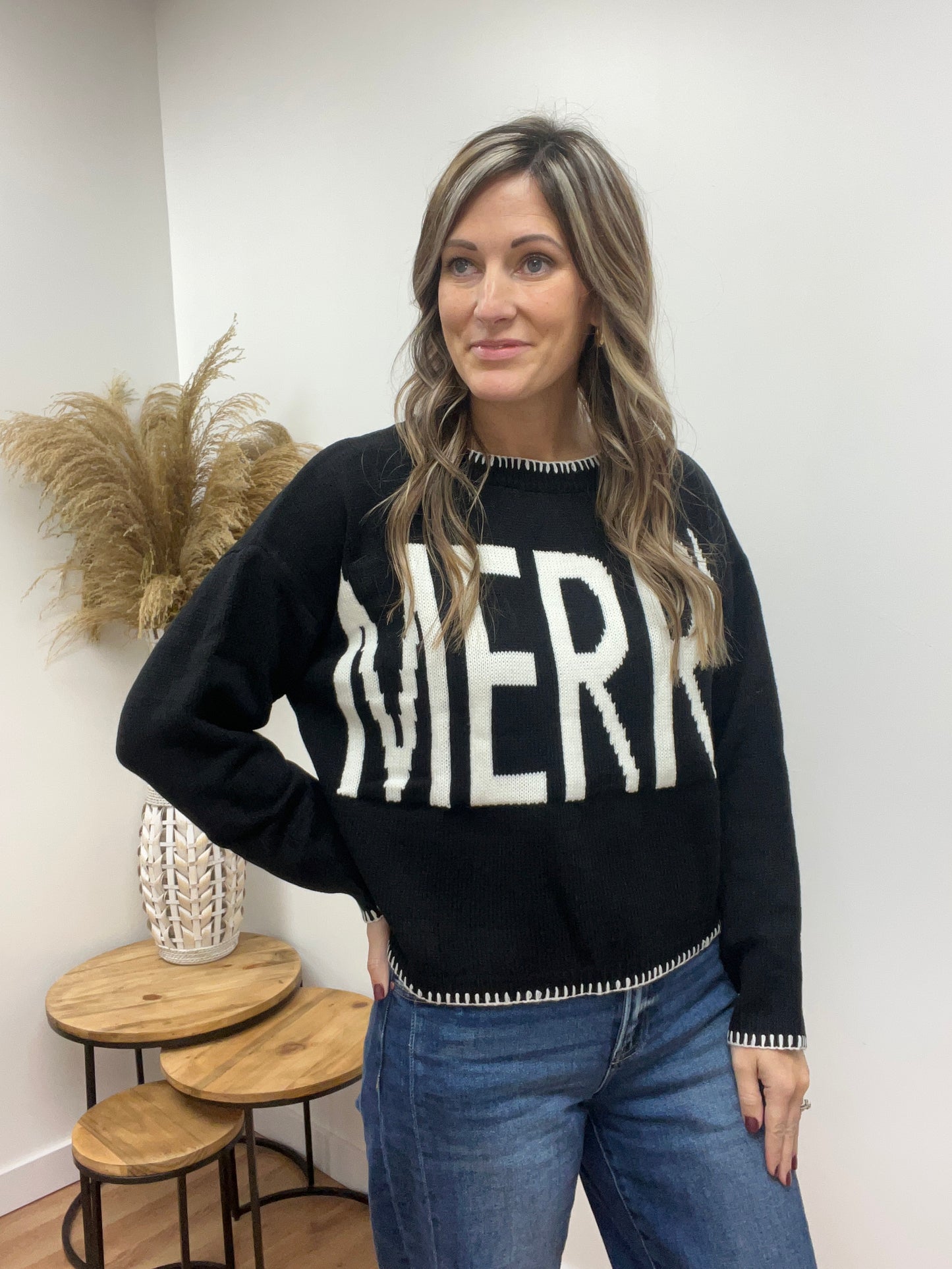 Merry Knit Black Sweater