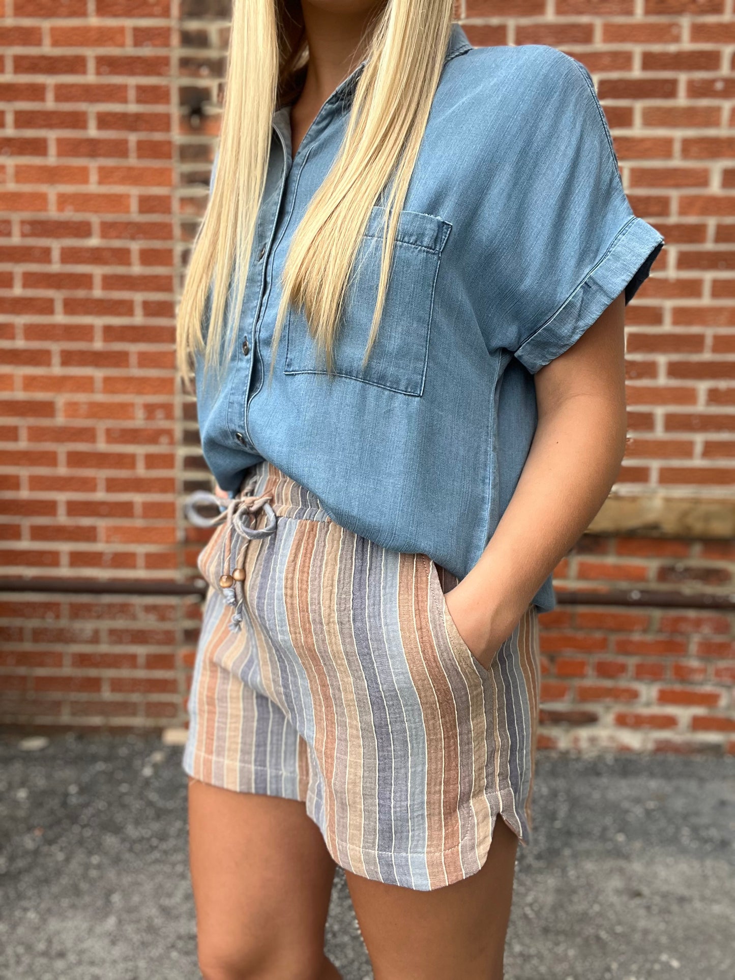 The Rowlynn Multicolor Stripe Gauze Shorts
