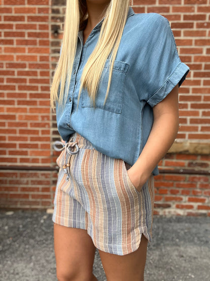 The Rowlynn Multicolor Stripe Gauze Shorts