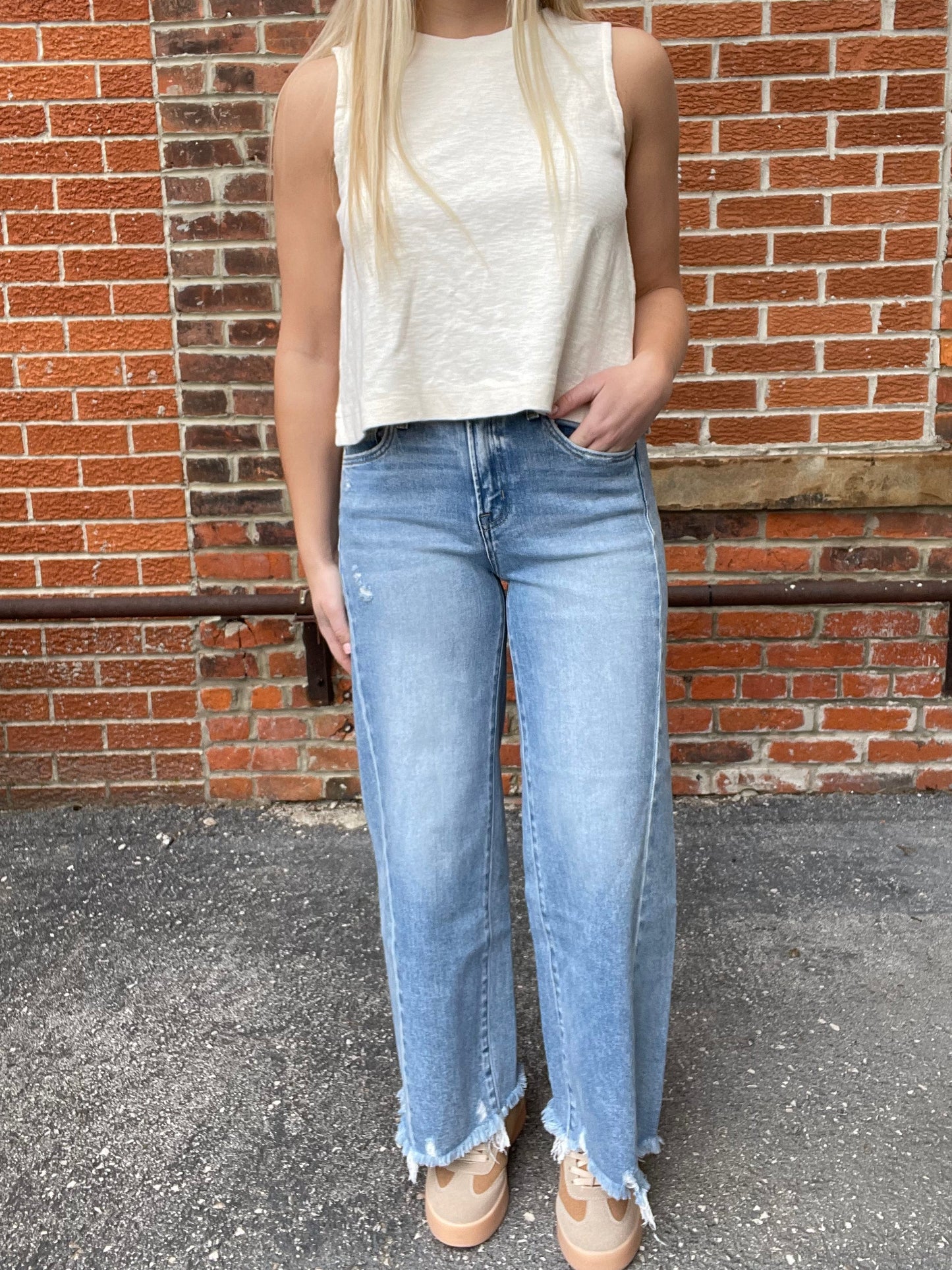 The Bailey Raw Hem Cropped Denim