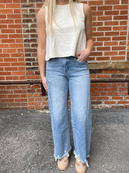 The Bailey Raw Hem Cropped Denim