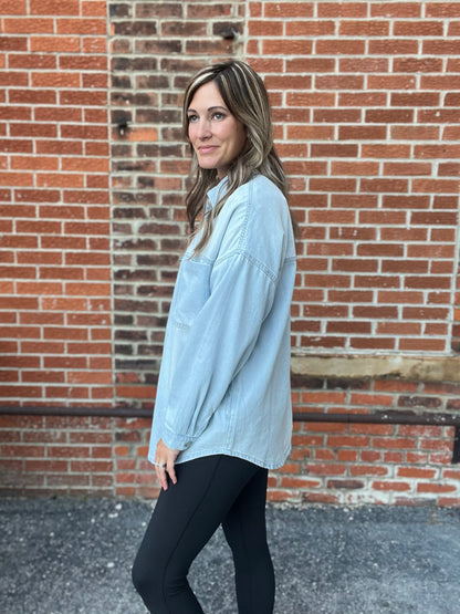 The Bennet Oversized Light Wash Shacket