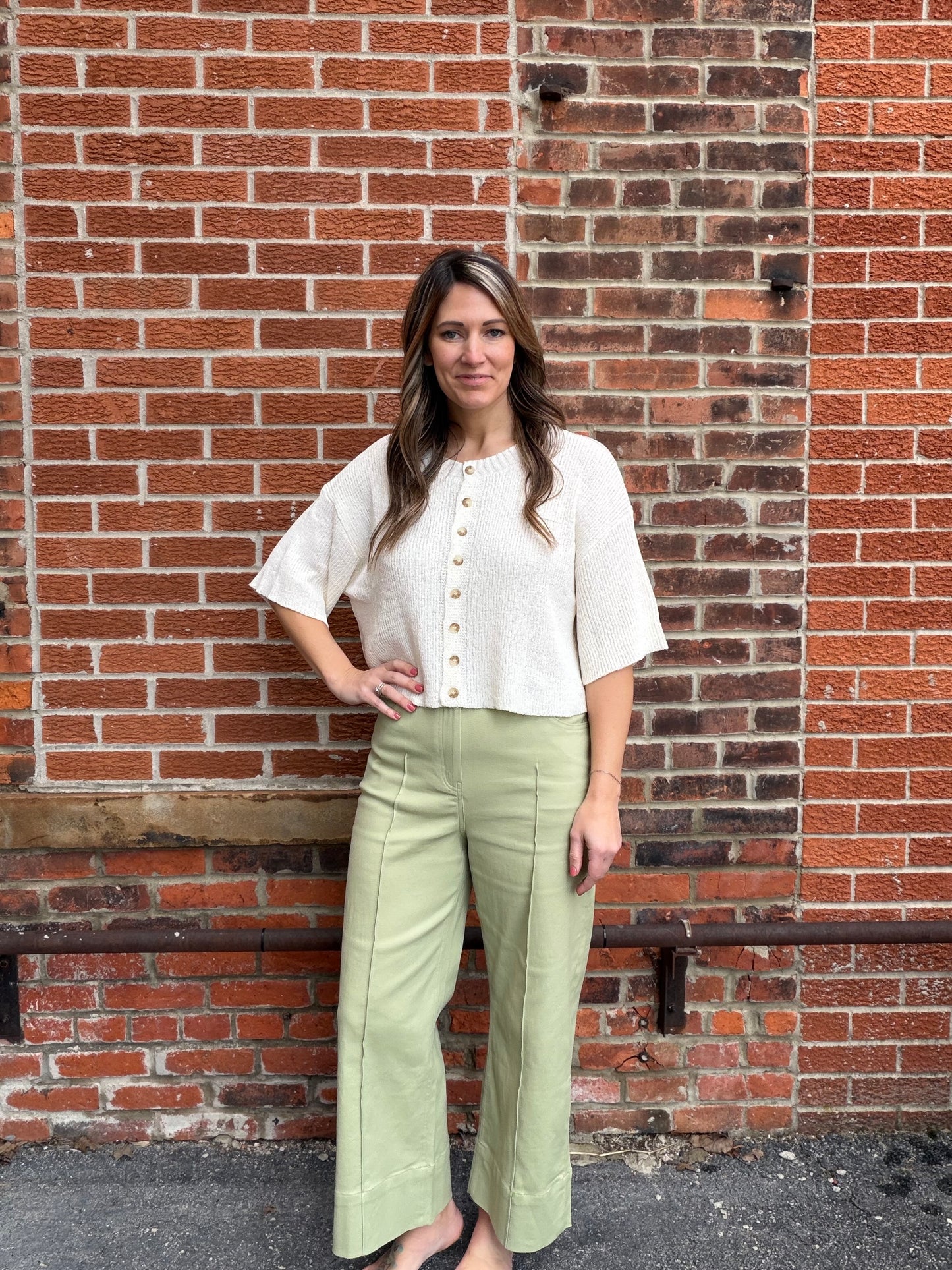 The Aveline Pistachio Straight Leg Pants