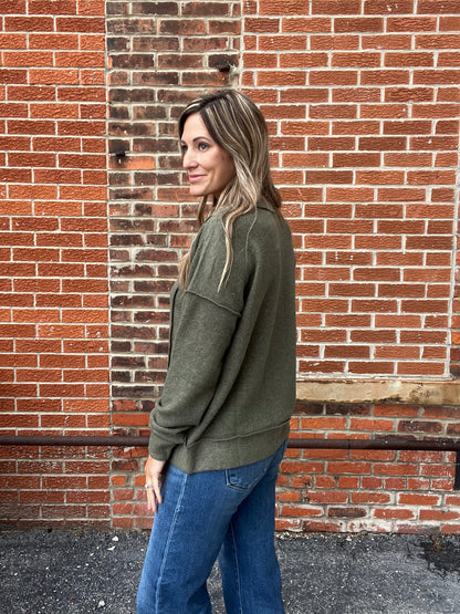 The Malia Brushed Hacci Long Sleeve Top