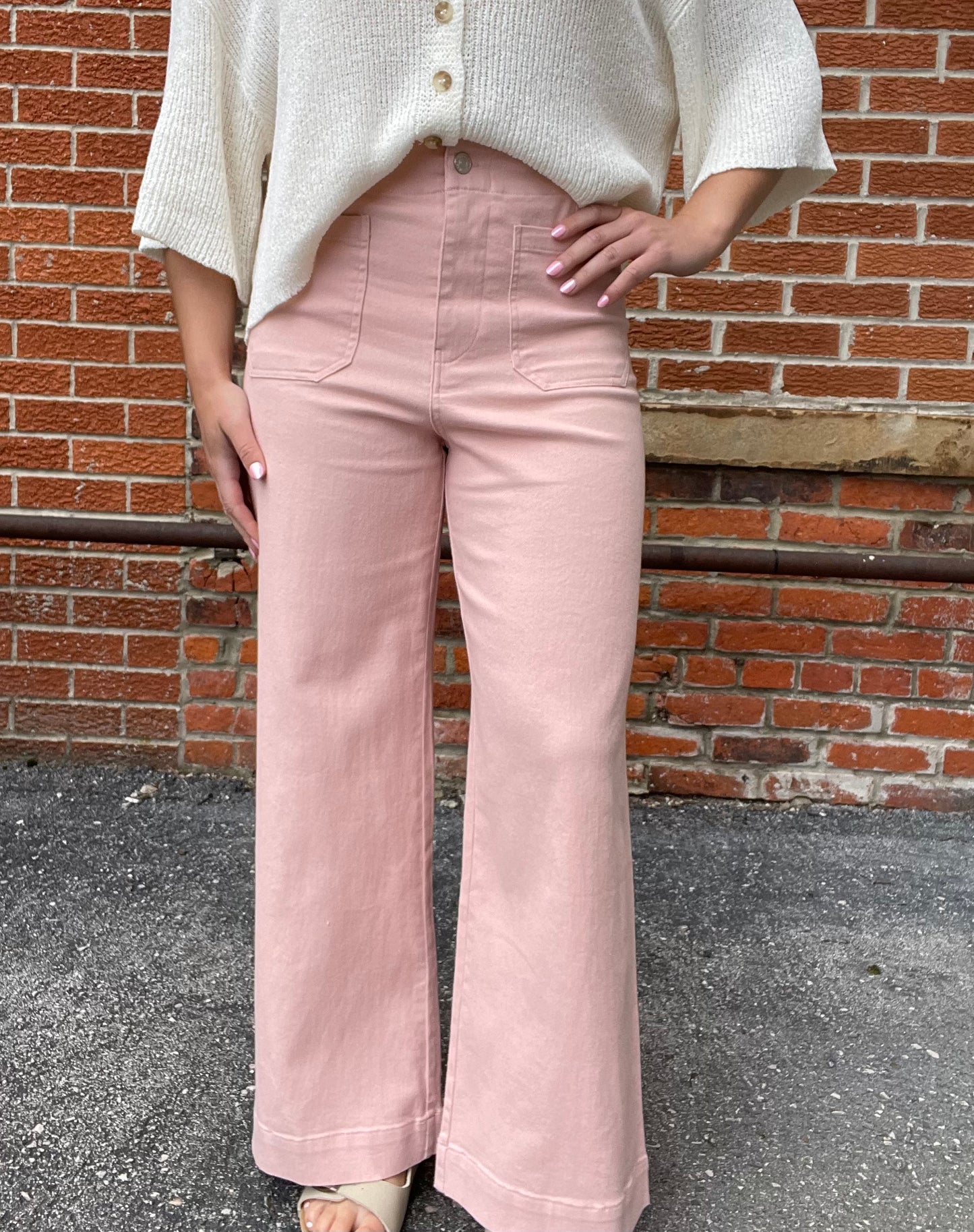 The Macelee Dusty Pink Wide Leg Pants