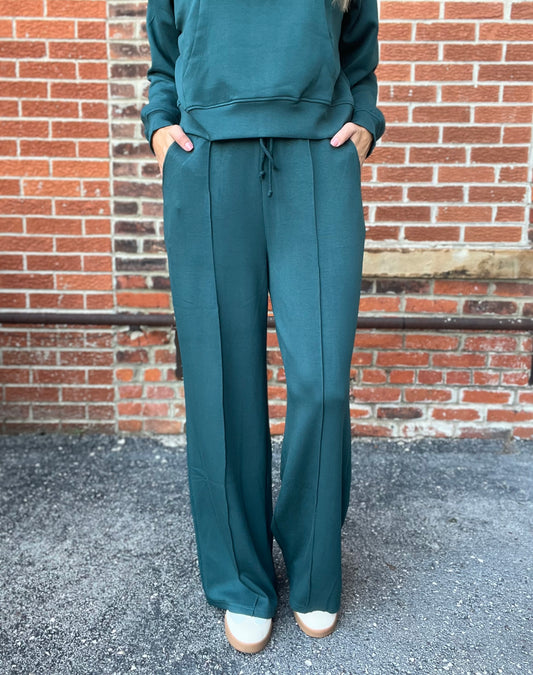 The Laurel Deep Green Wide Leg Bottoms
